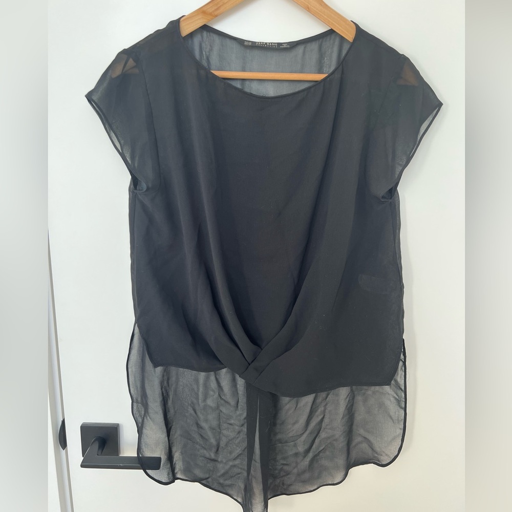 Zara black blouse shirt cap sleeved